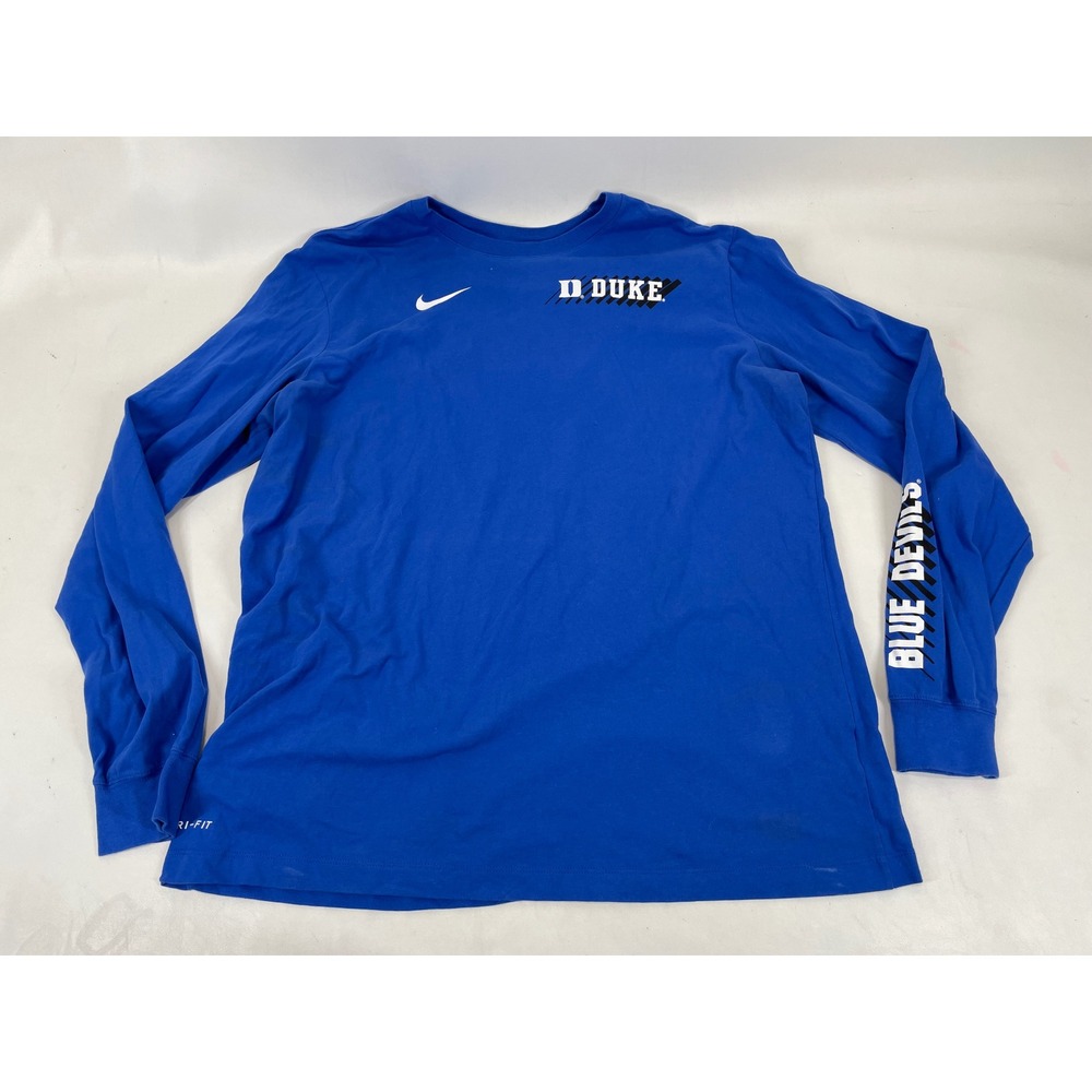 Nike Duke Blue Devils Dri-FIT Long Sleeve T-Shirt Mens XL Royal Blue Graphic
